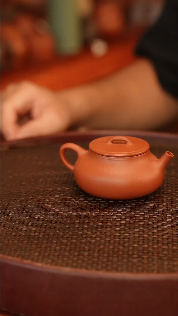 茶壶紫砂全手 大红袍 大口石瓢 微瑕：宽口 150cc