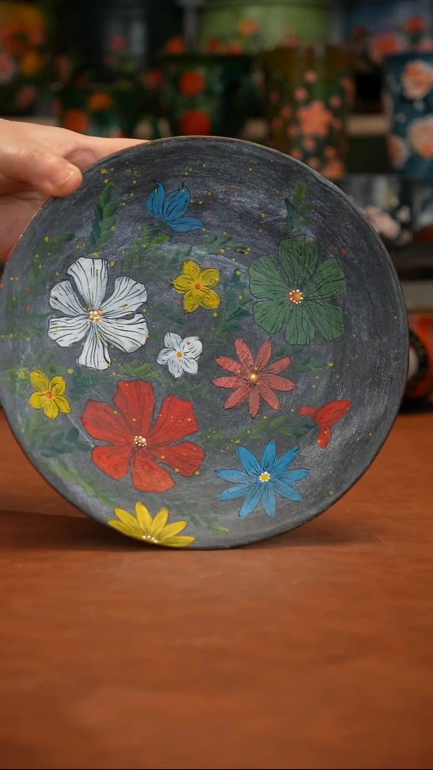 紫砂油画手绘釉下彩大