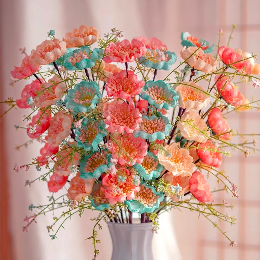 10支（3粉+3蓝+4香槟色）仿真花摆设杜鹃花餐桌仿真花装饰家居摆件