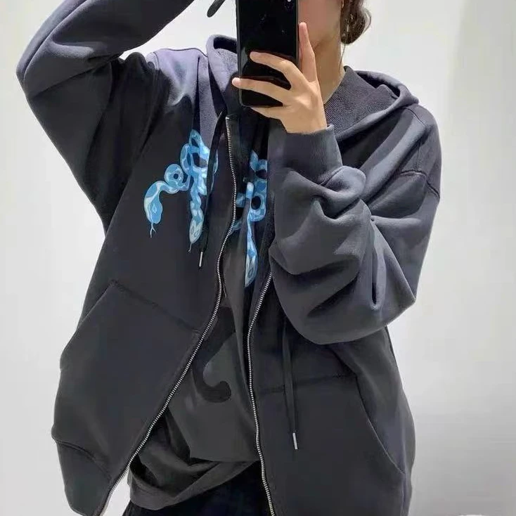 韩款蛇年限定蝴蝶结连帽卫衣外套男女款 PP-250219