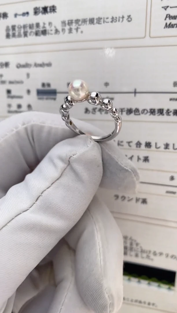 【闪购商品】海水珍珠戒指银S925镶嵌6-7特选天女银色戒指
