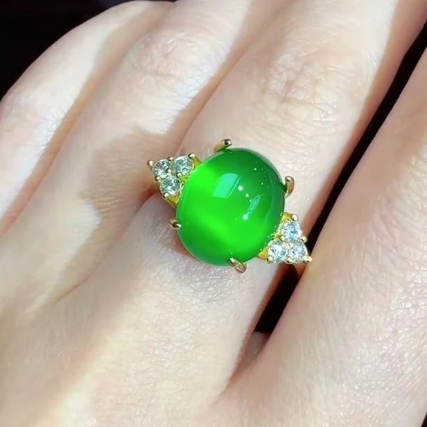 江德洋珠宝ST1655皇家翠灵玉玛瑙绿戒指-送礼佳品-MJ3