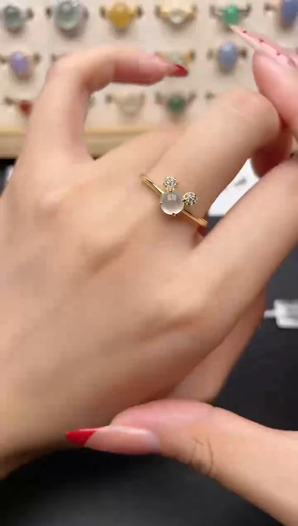 【闪购商品】翡翠戒指银S925镶嵌一物一证一礼盒