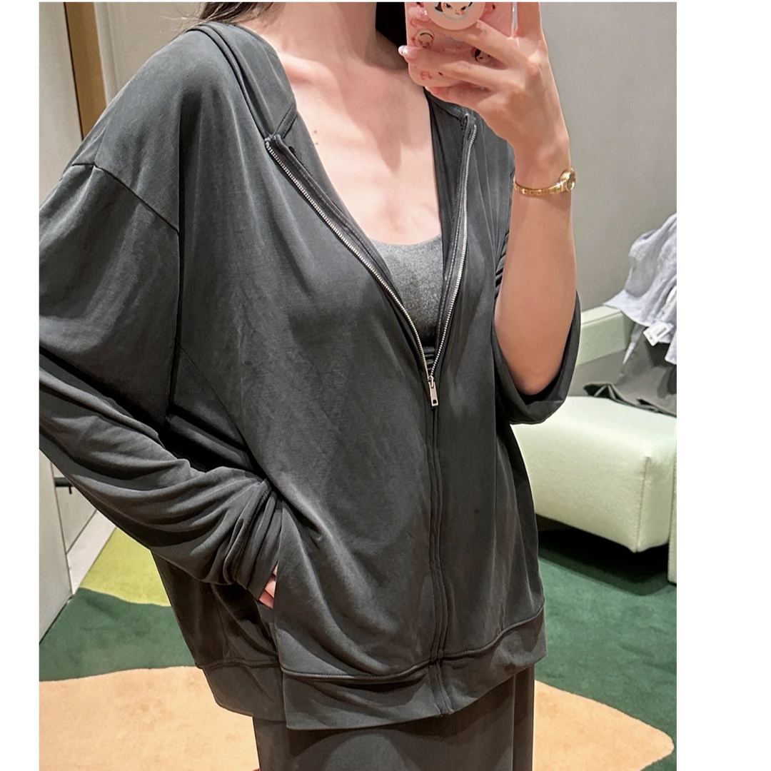 【JNJA】拉链外套裙子春秋夏款休闲慵懒薄款套装9374
