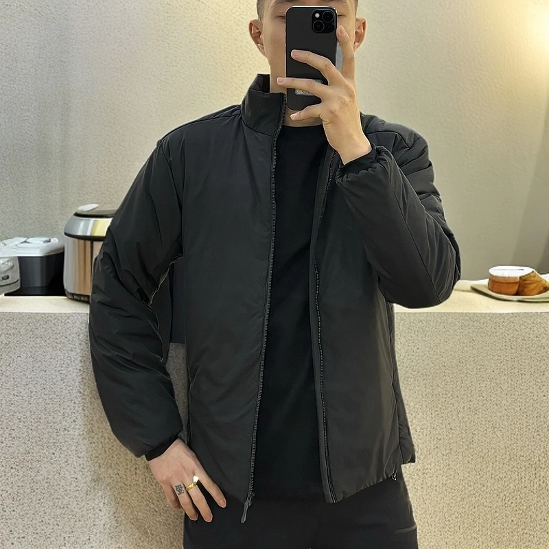24163高品质时尚2025净版立领商务休闲百搭纯色棉服男士外套潮流