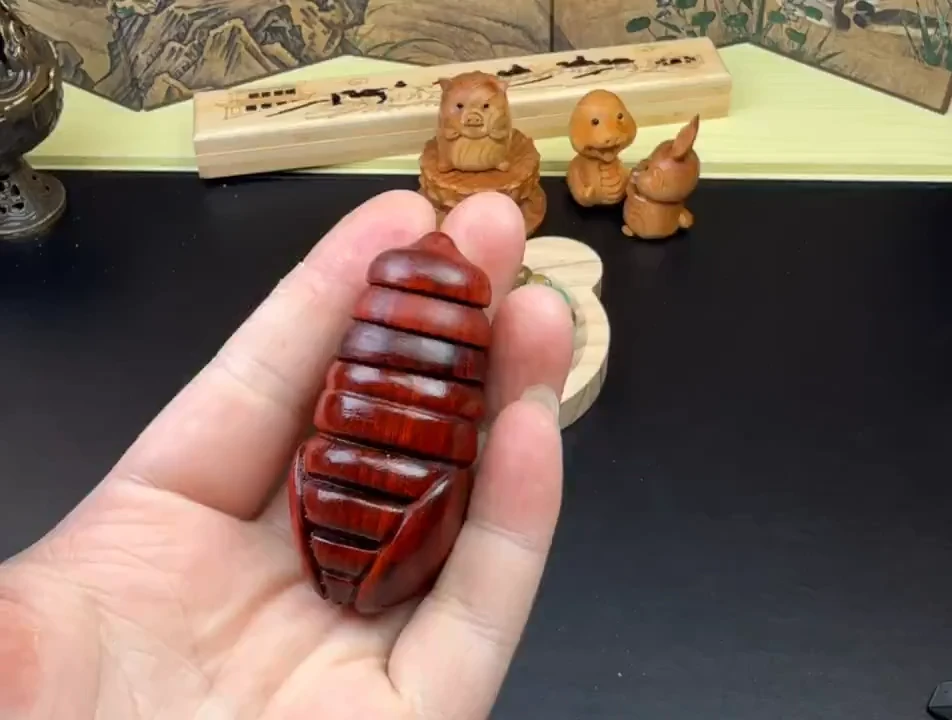 木木雕款蝉蛹60mm手把件一个