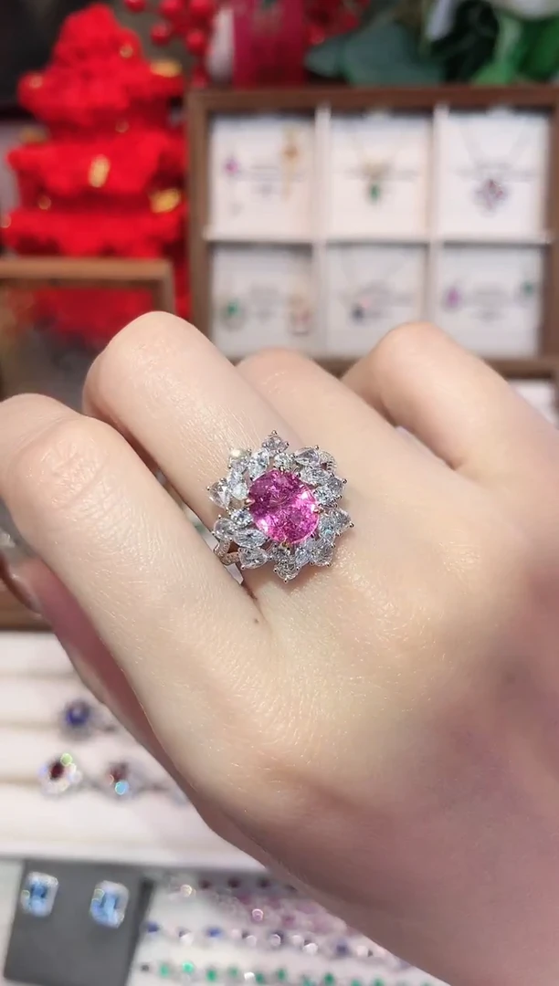 18K金镶嵌戒指尖晶石2.91ct/天然宝石/七天无理由