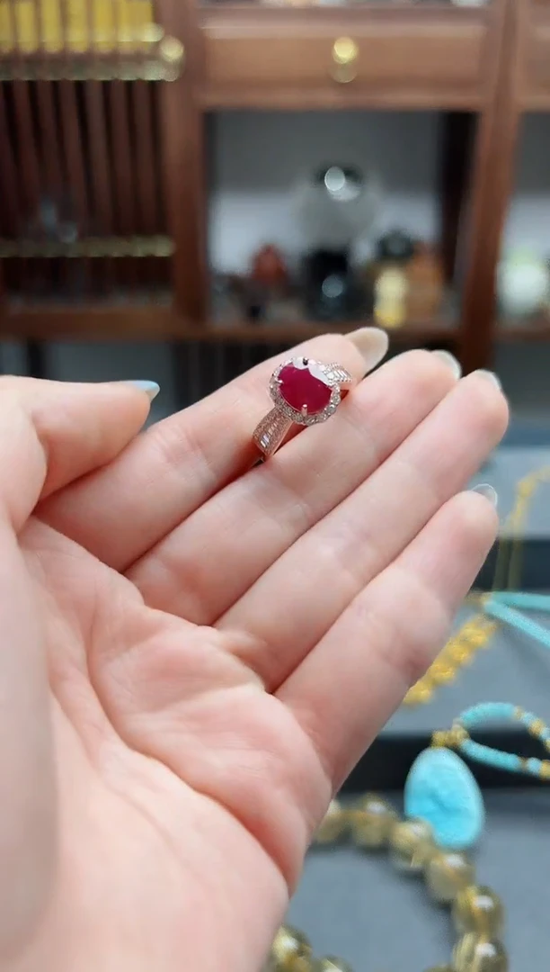 【闪购商品】红宝石戒指银S925镶嵌红宝石戒指 CB