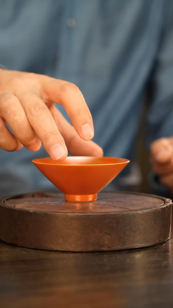 杯24柴房陶瓷柴烧金红斗笠