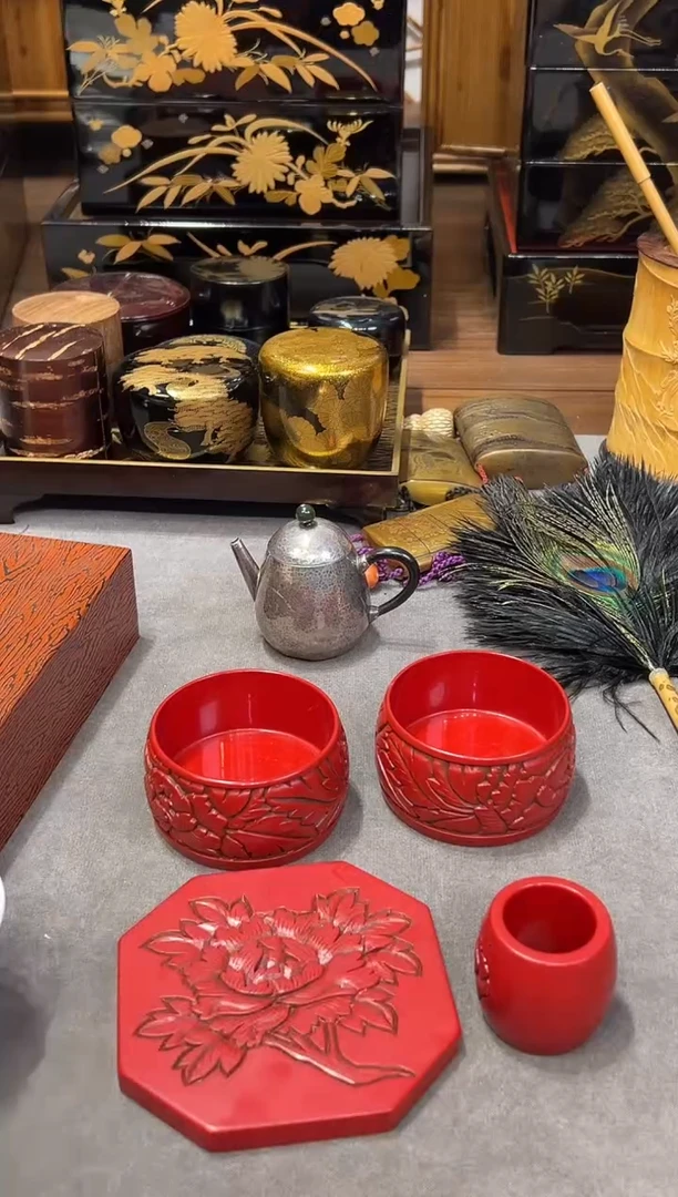 村上堆朱 茶道套组