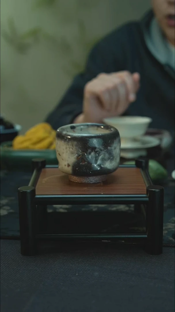 茶具孤品 裸烧柴烧 志野烧 黑白