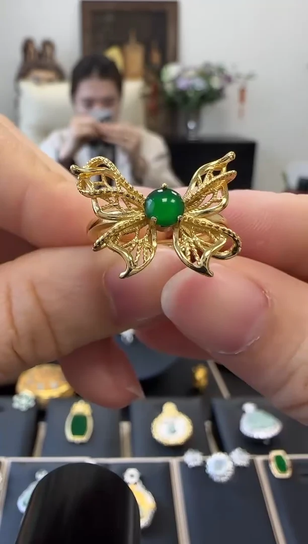【闪购商品】翡翠戒指银S925镶嵌银镶