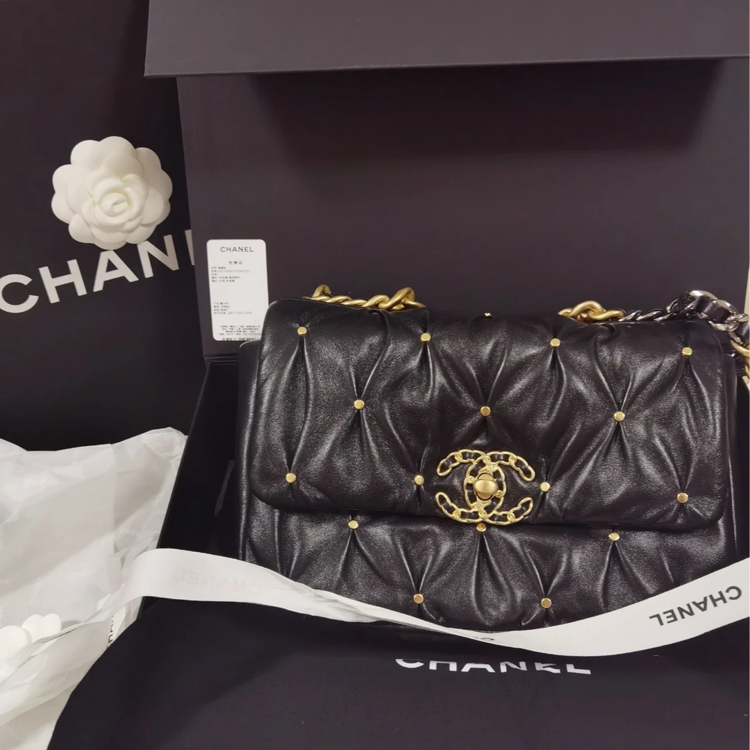 99新 Chanel/香奈儿 【杨贵妃专属】芯片/19bag 黑金小号限定链条包