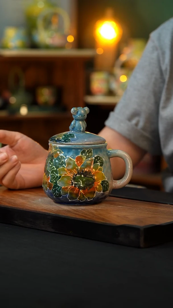 杯手绘心瓷陶瓷浮力
