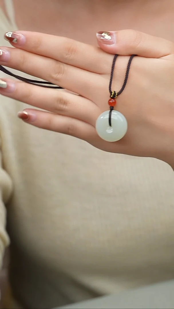 颈饰未镶嵌和田玉005-和田玉青白玉平安扣-24mm-1115