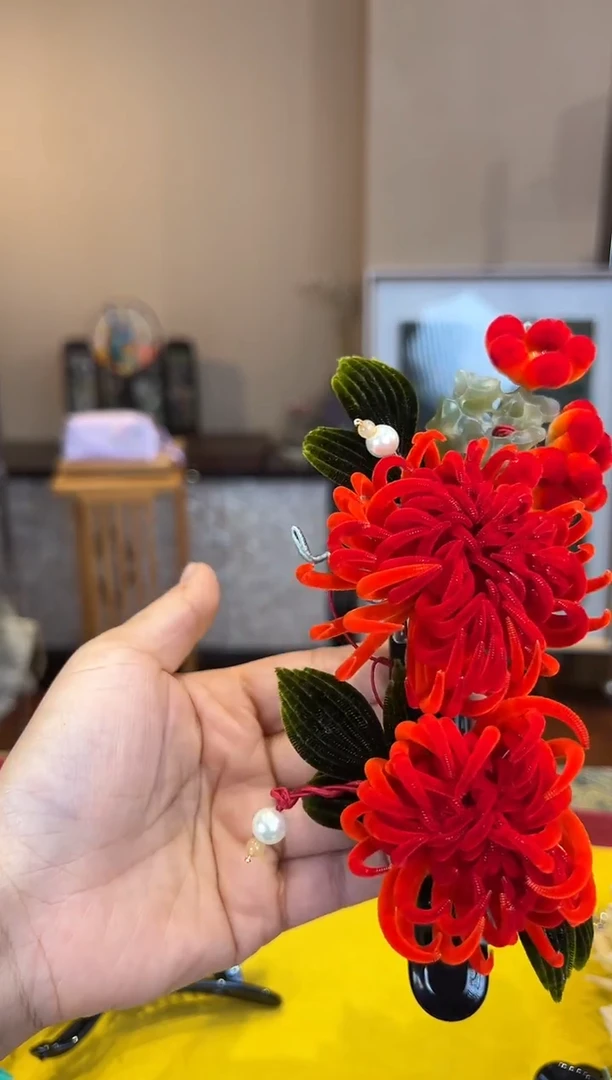 刺绣非遗绒花（发饰）
