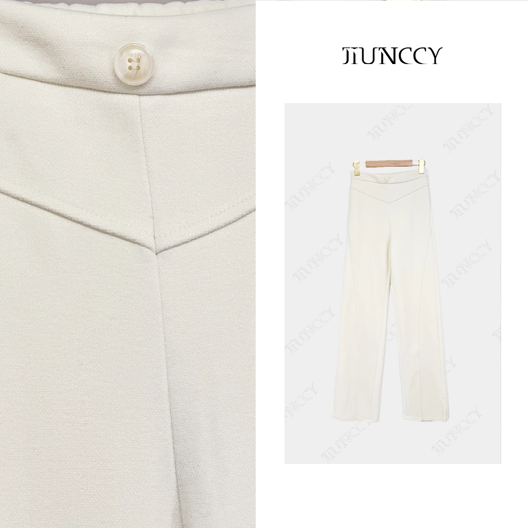 JIUNCCY  V字超精品拉绒裤 秋冬简约高级直筒裤长裤女 32CK040