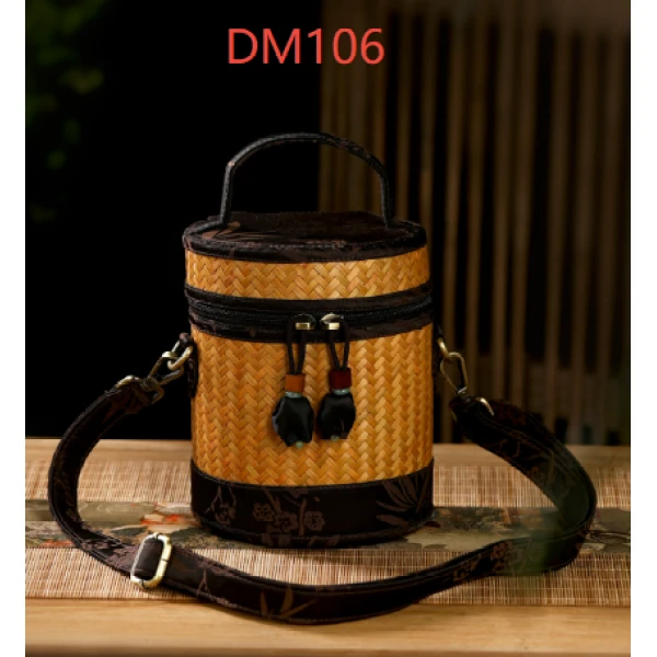 缎面印花竖桶双用包茶道零配（DM106）