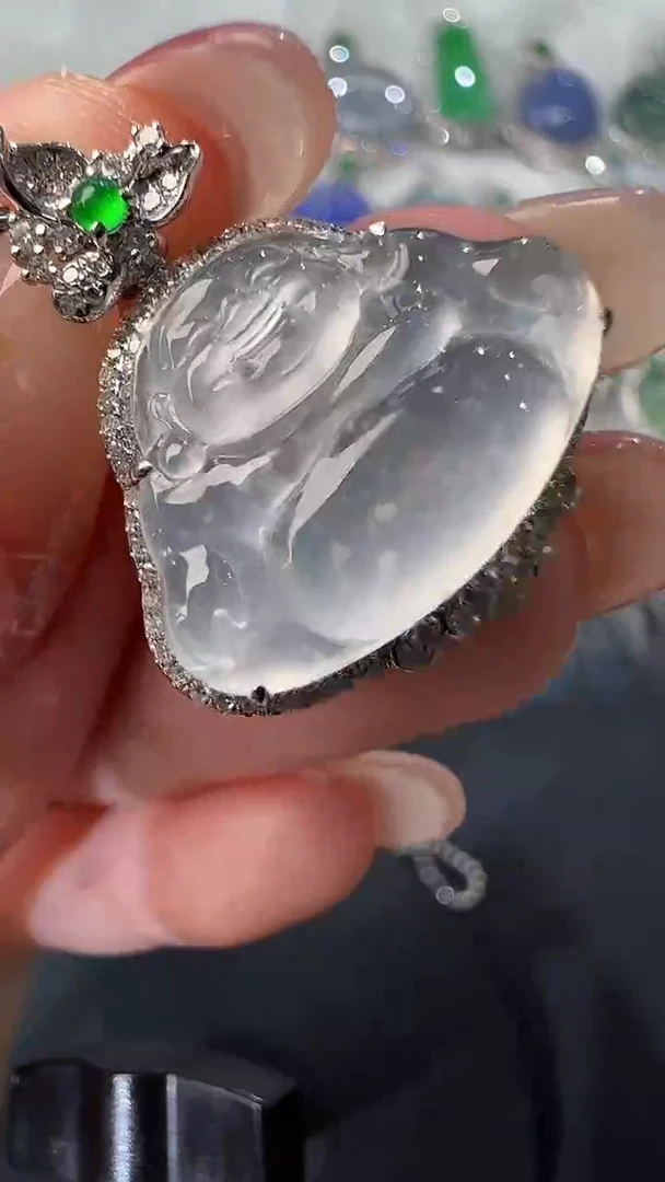 吊坠(不含链)18K金镶嵌翡翠31