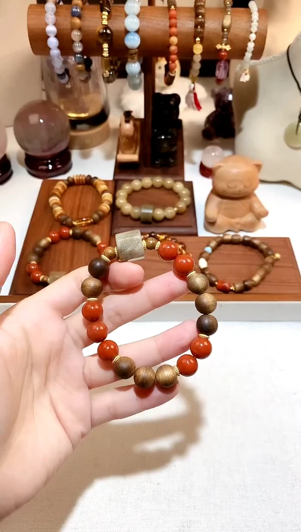 手串沉香银S925镶嵌南红沉香diy手串 多样性发一