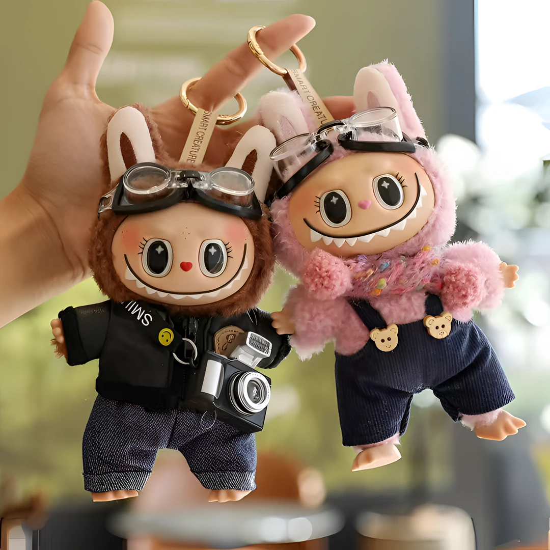 labubu娃衣17cm拉布布衣服一代三代通用站姿马卡龙搪胶公仔挂件