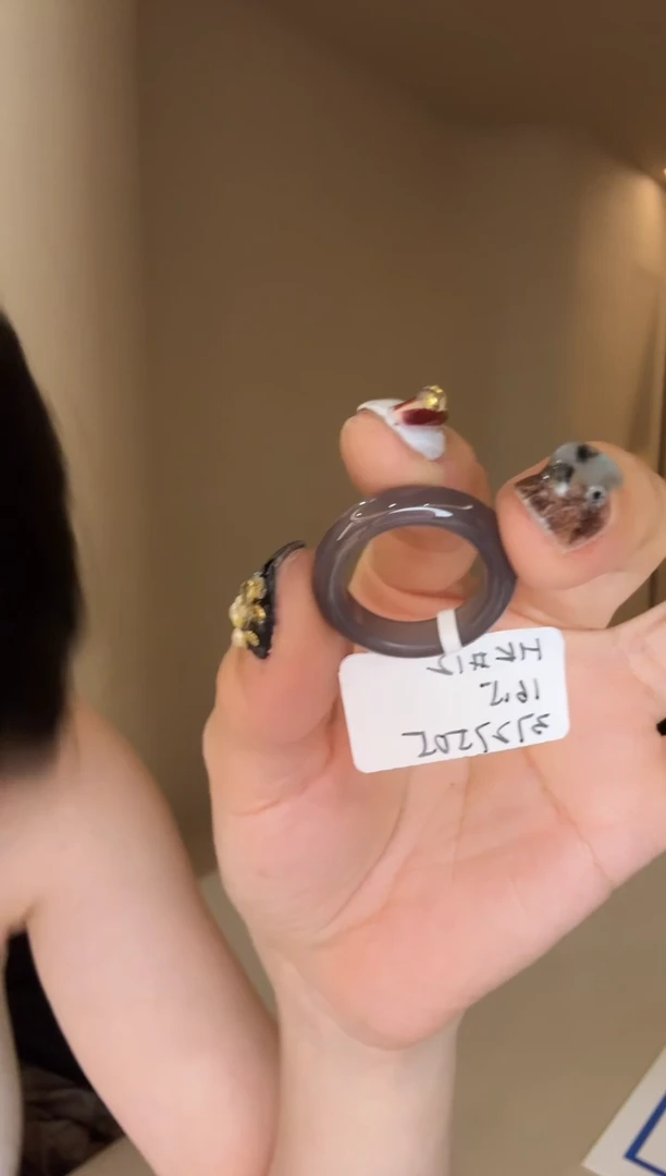 【闪购商品】和田玉戒指未镶嵌12码烟紫细条多样性发其一