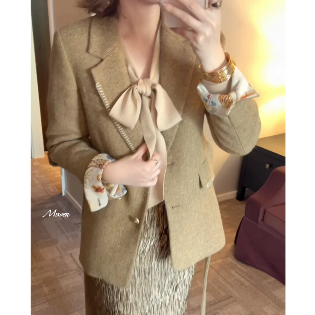 【WENZO】落日~冬季保暖时尚50羊毛面料填充90白鹅绒西装W250905