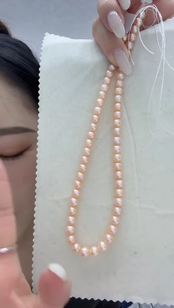 颈饰银S925镶嵌淡水珍珠中国红 无核 7.1-7.7