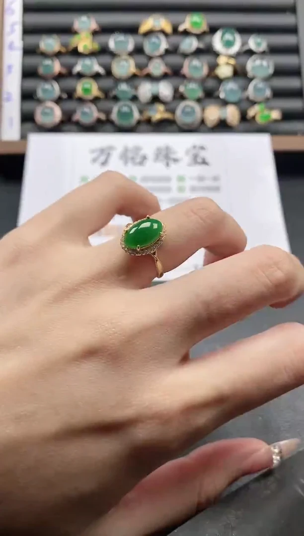 银S925镶嵌戒指翡翠51511