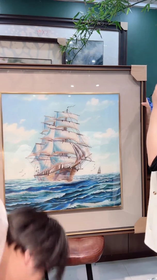 横款非遗苏绣手工刺绣带框挂画