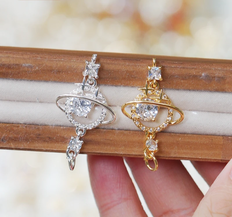 到手2个  大星球滴流双吊diy饰品配件手工串珠手机饰品