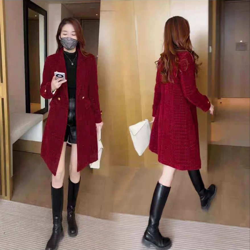 8812秋冬新款加棉加绒外套女冬季中长款短款百搭时尚加绒休闲外套