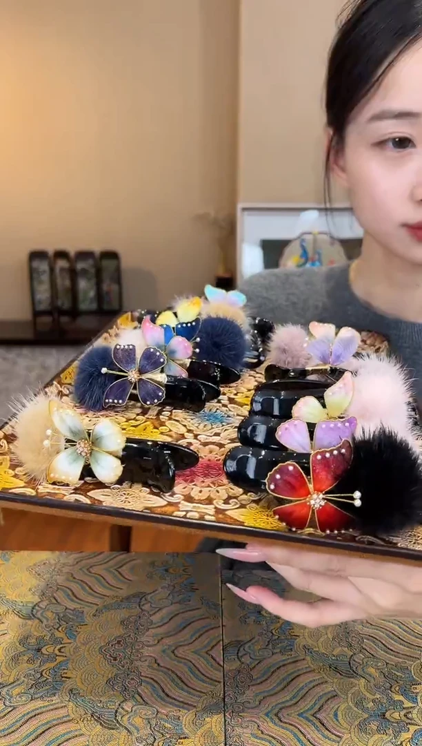 刺绣瞎盒 非遗绒花（发饰）