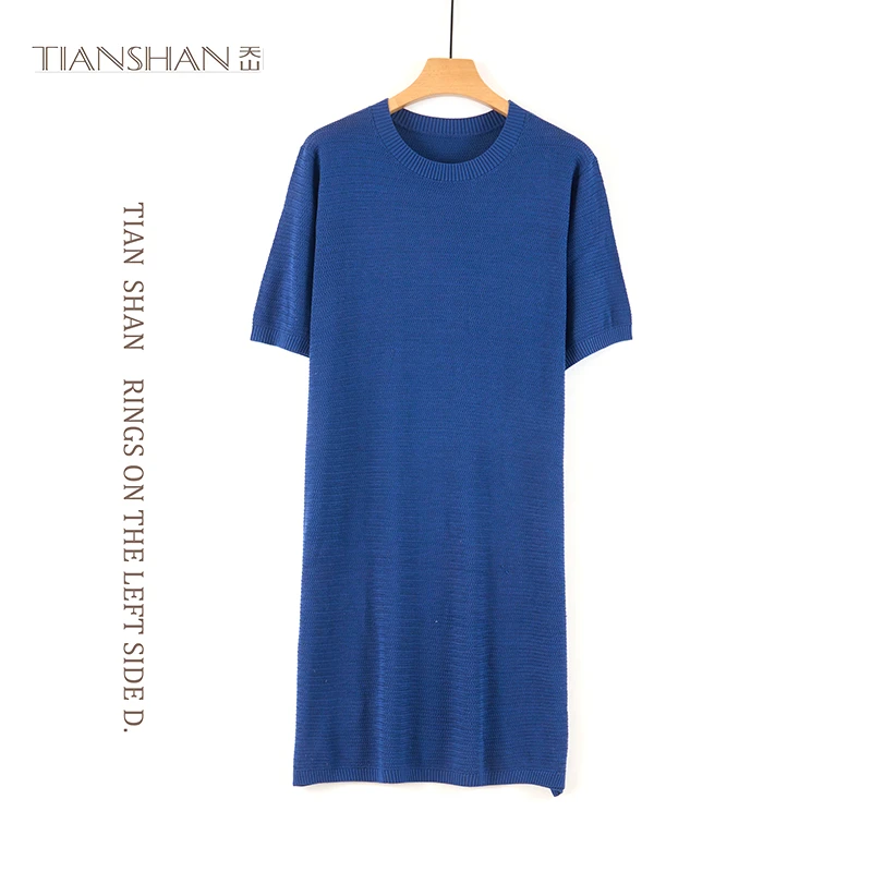 天山【100桑蚕丝】可机洗夏季针织女百搭宽松连衣裙-YTNL5610T