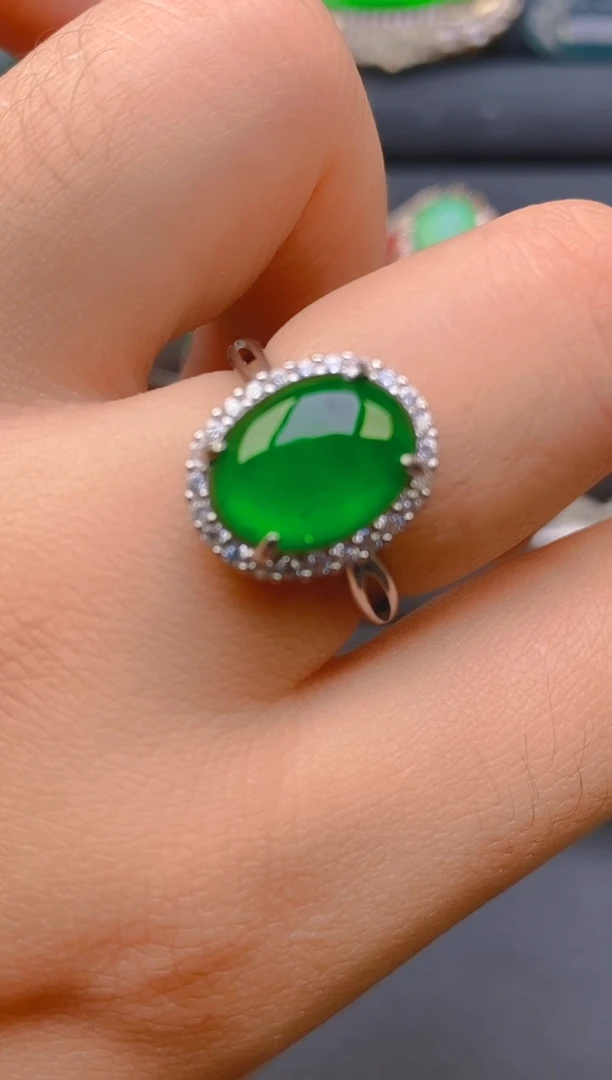 【闪购商品】翡翠戒指银S925镶嵌天然A货翡翠1