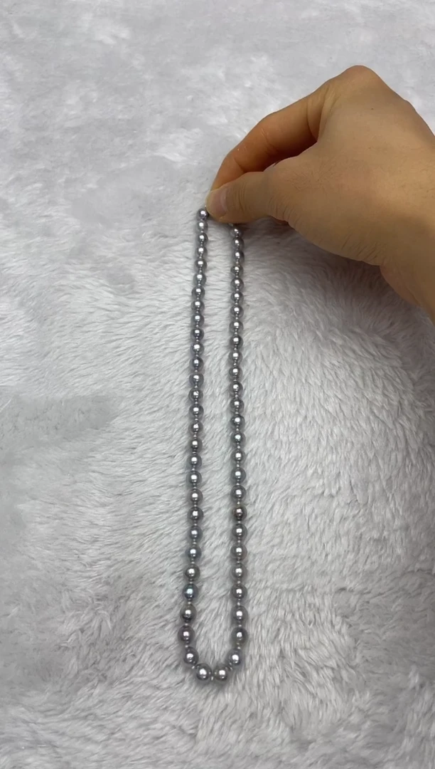 项链银S925镶嵌海水珍珠AK真多麻6.5-7mm