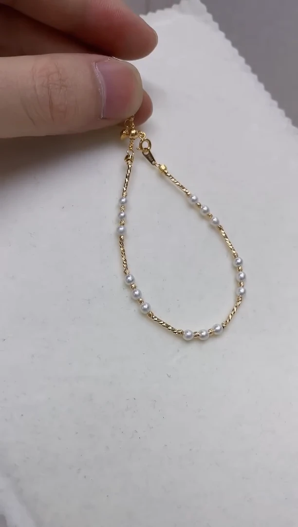 银S925镶嵌手链淡水珍珠