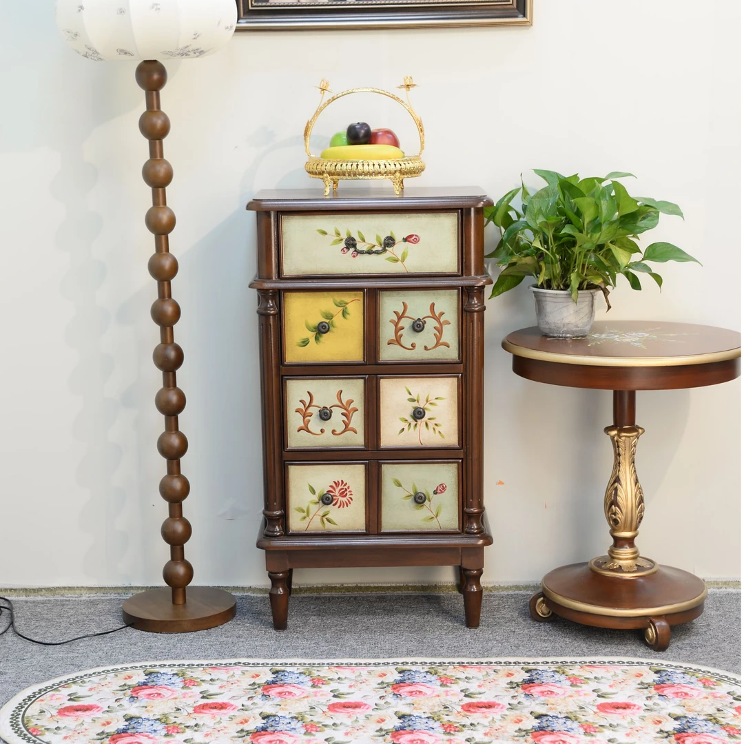 长55宽34高100美式欧式复古彩绘实木入户客厅斗柜储物柜网红家具