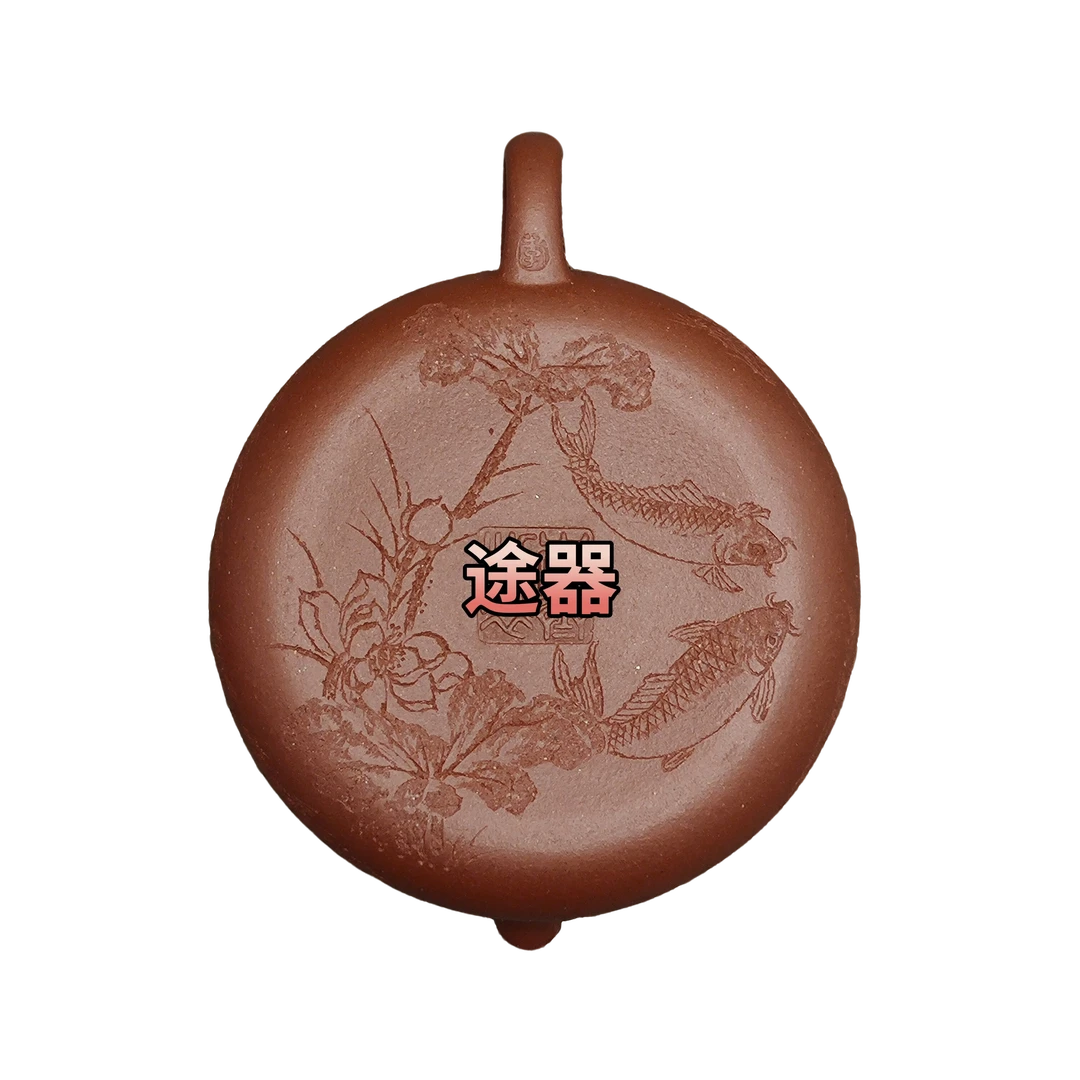 紫砂壶【九鲤寒江】壶160ml精工半手矿标级底槽青精美宜兴紫砂壶