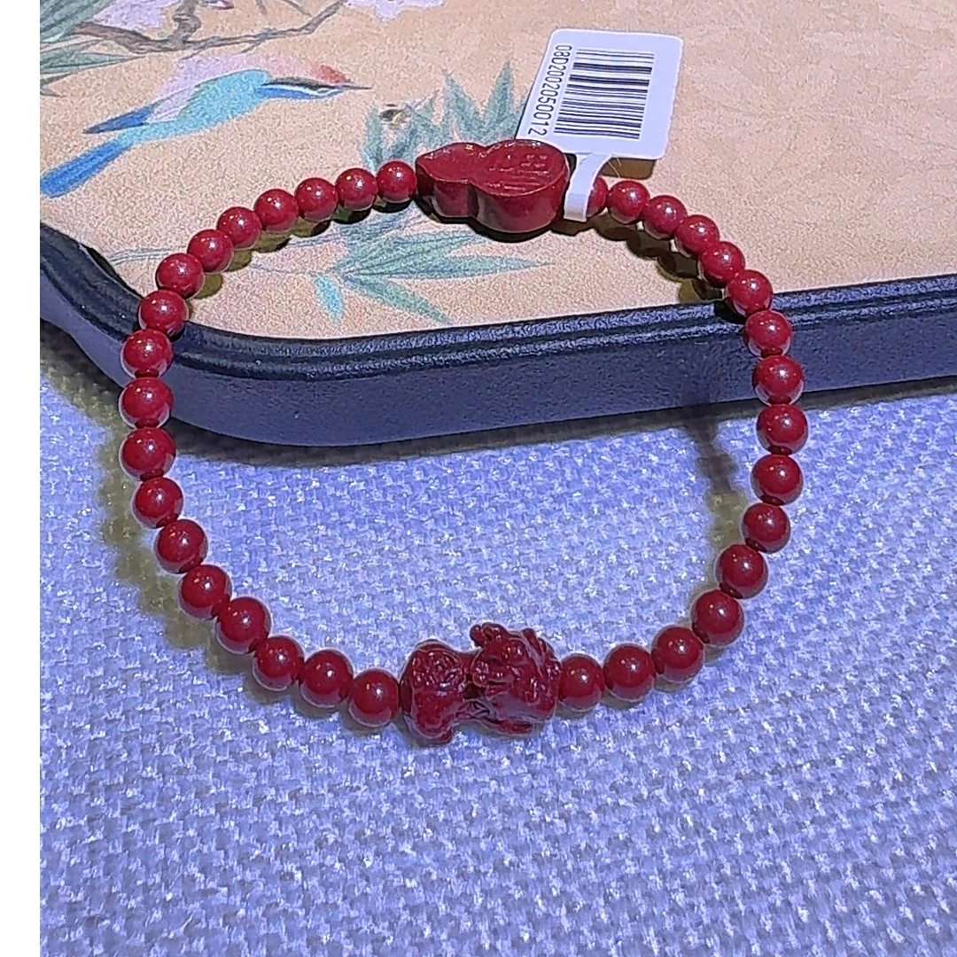 含辰砂工艺品忠義福堂朱砂葫芦加貔貅手串A款（紫金砂）