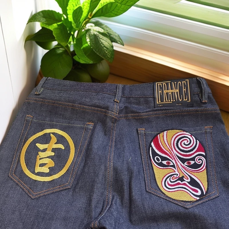 Pierre Cardin【203992】赤耳丹宁原牛男士牛仔裤国风吉子脸谱款