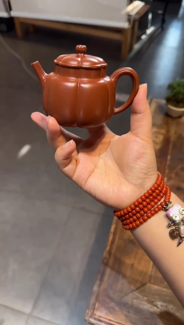 茶壶紫砂璇*繁花 朱泥