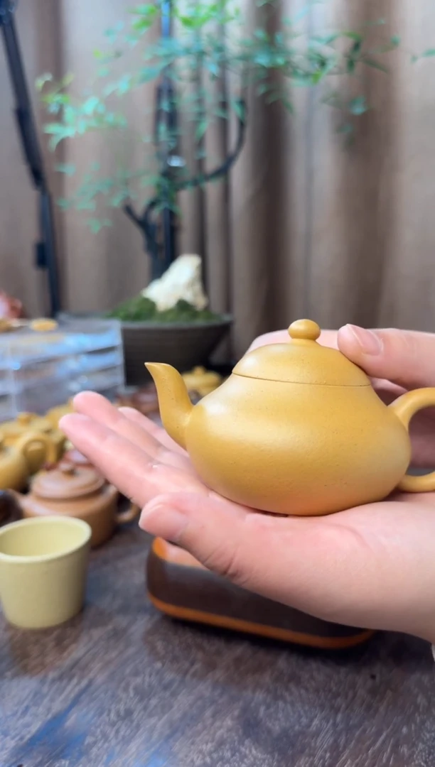 茶壶紫砂C彩霞款梨形黄金段