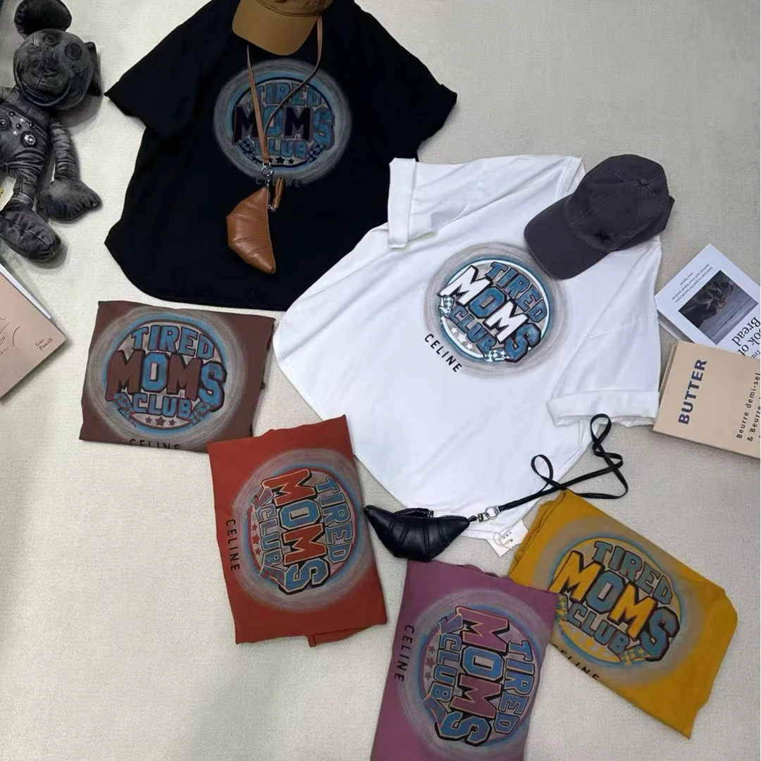 2025夏季新款宽松大版休闲百搭水洗棉印花T恤女