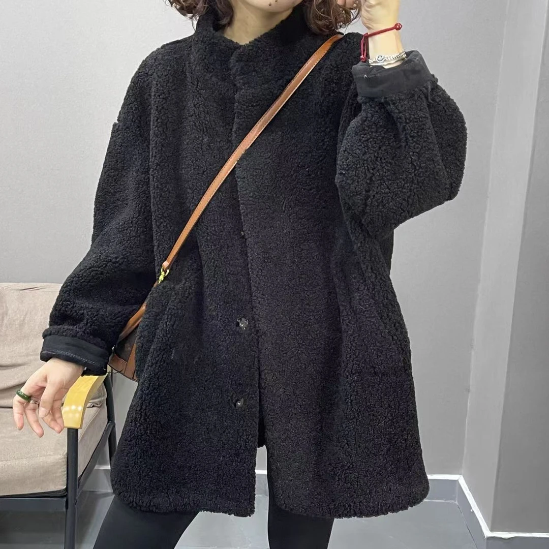 立领大版毛毛外套