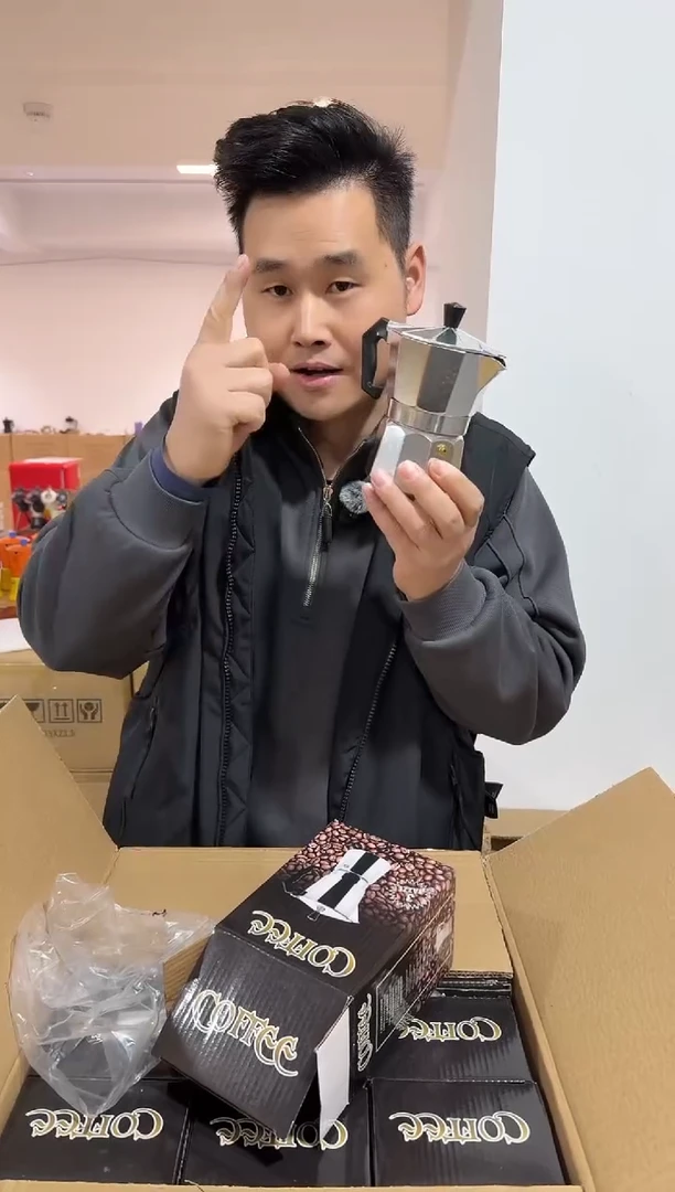 金属银色3杯份意式摩卡壶