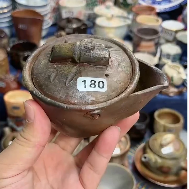 180日式备前烧宝瓶茶具茶器茶周边柴烧壶