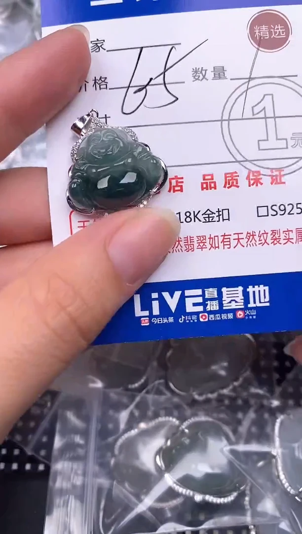 翡翠银S925镶嵌颈饰挂件