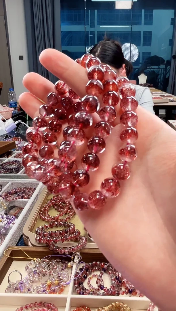 未镶嵌手串水晶金草莓超七单圈手串9mm【多样性发一】