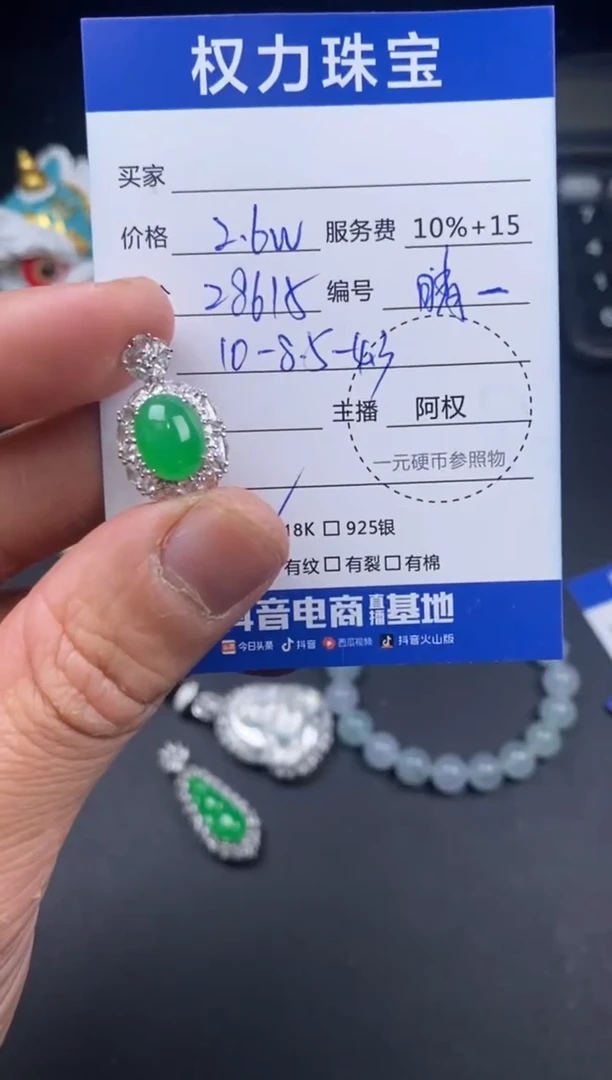 颈饰18K金镶嵌翡翠寄售不退换